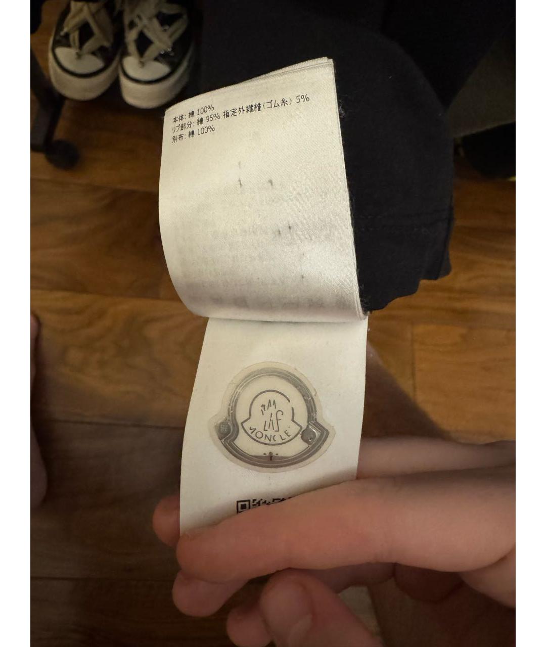 MONCLER Черная хлопковая футболка, фото 4