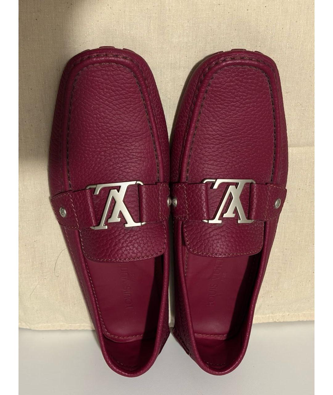 LOUIS VUITTON Бордовые кожаные мокасины, фото 3