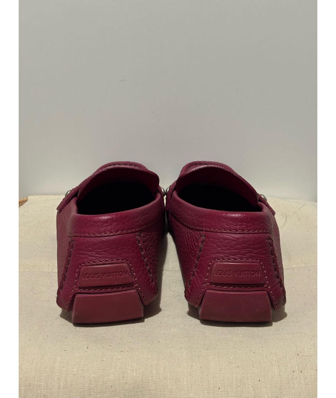 LOUIS VUITTON Бордовые кожаные мокасины, фото 4