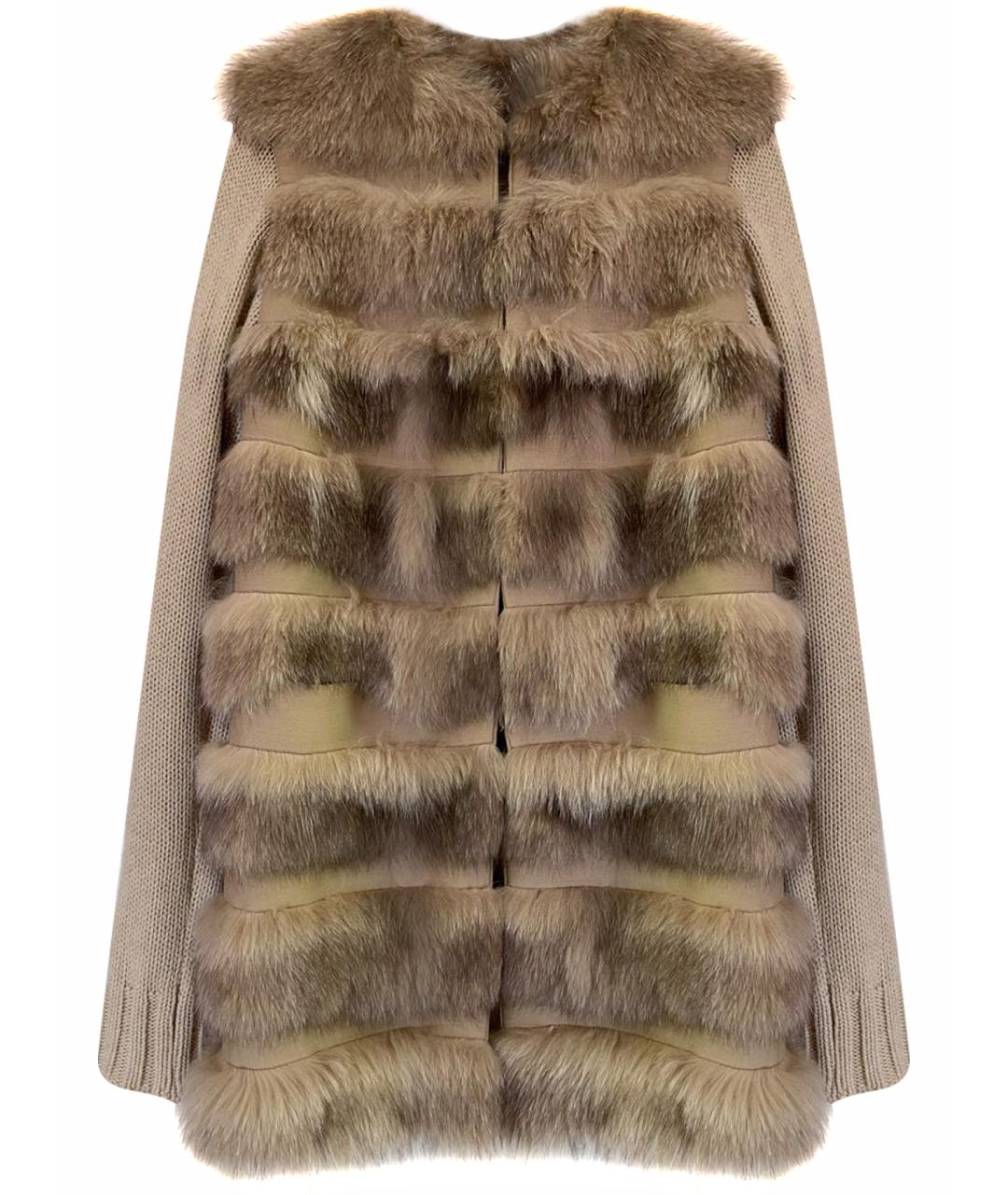 TWIN-SET Бежевая меховая шуба, фото 1