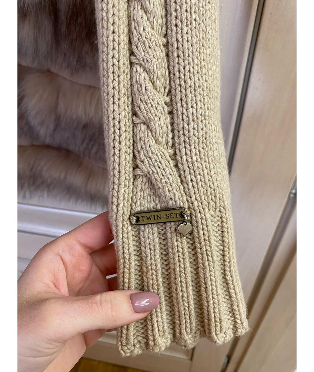TWIN-SET Бежевая меховая шуба, фото 5