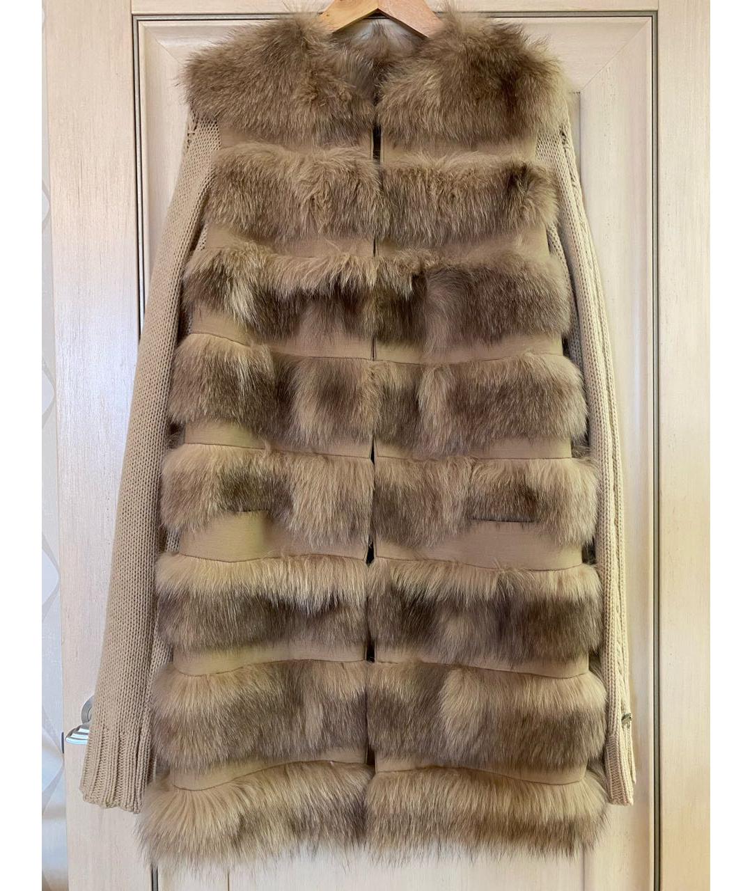 TWIN-SET Бежевая меховая шуба, фото 8