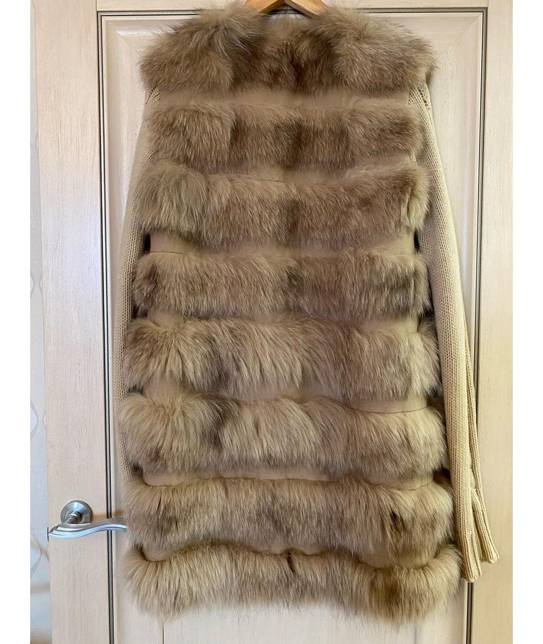 TWIN-SET Бежевая меховая шуба, фото 2