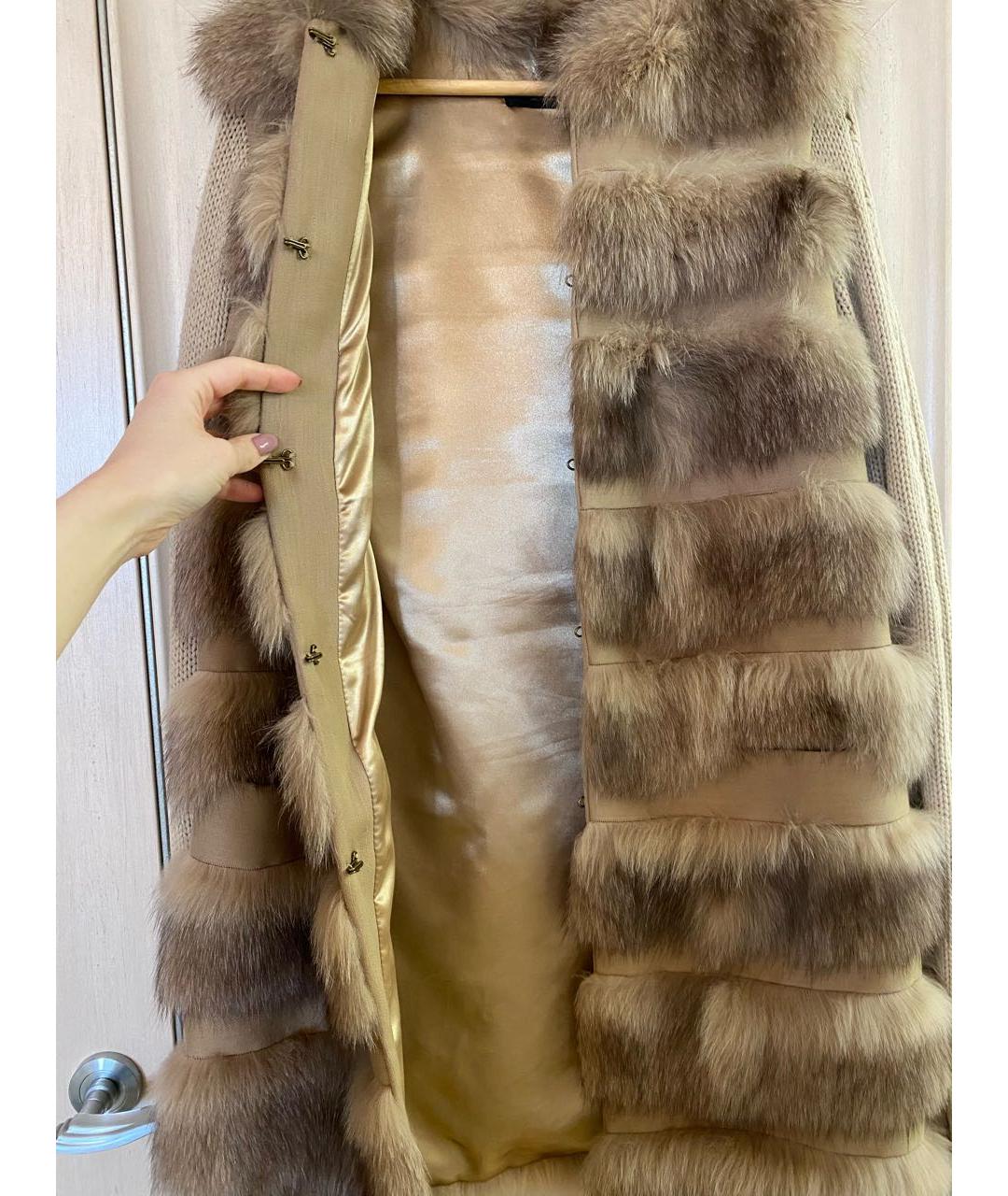 TWIN-SET Бежевая меховая шуба, фото 4