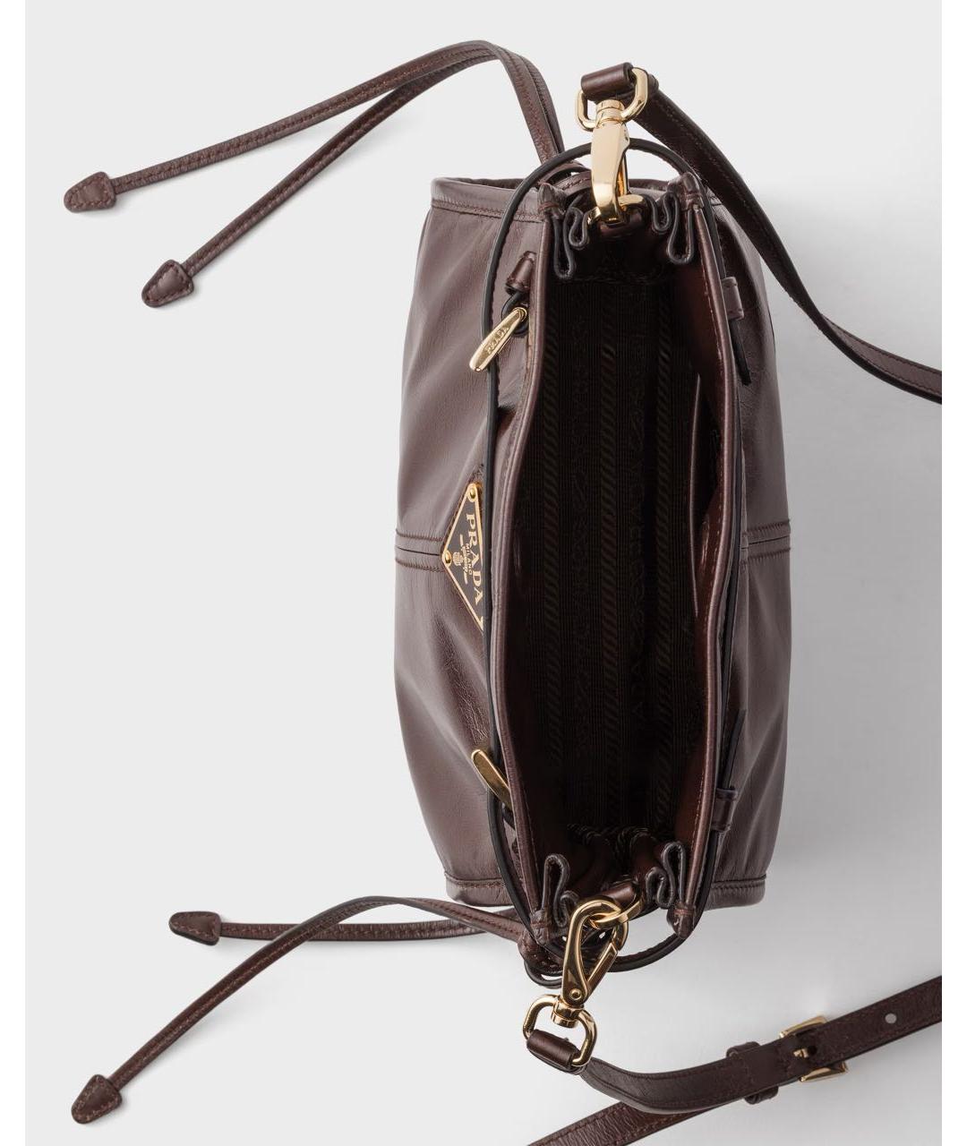 PRADA Коричневая кожаная сумка через плечо, фото 4
