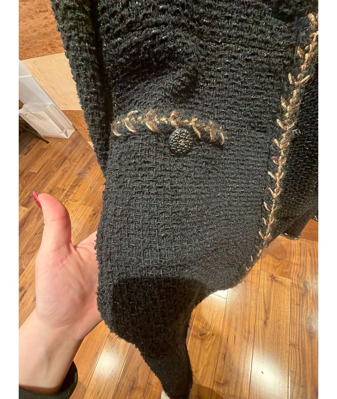 CHANEL Черный твидовый жакет/пиджак, фото 4