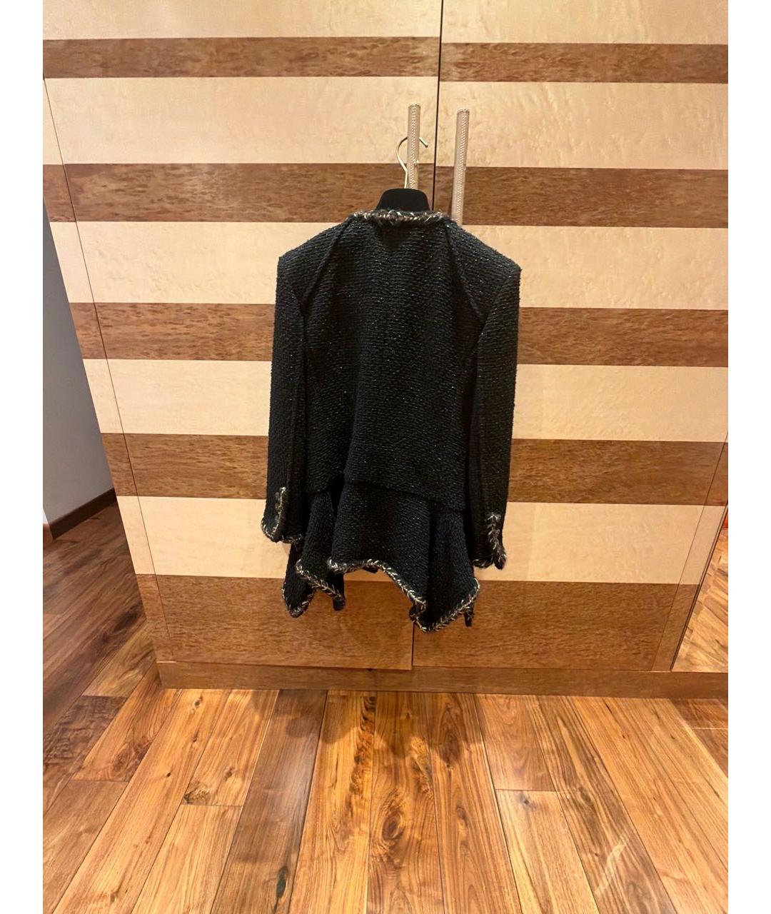 CHANEL Черный твидовый жакет/пиджак, фото 2