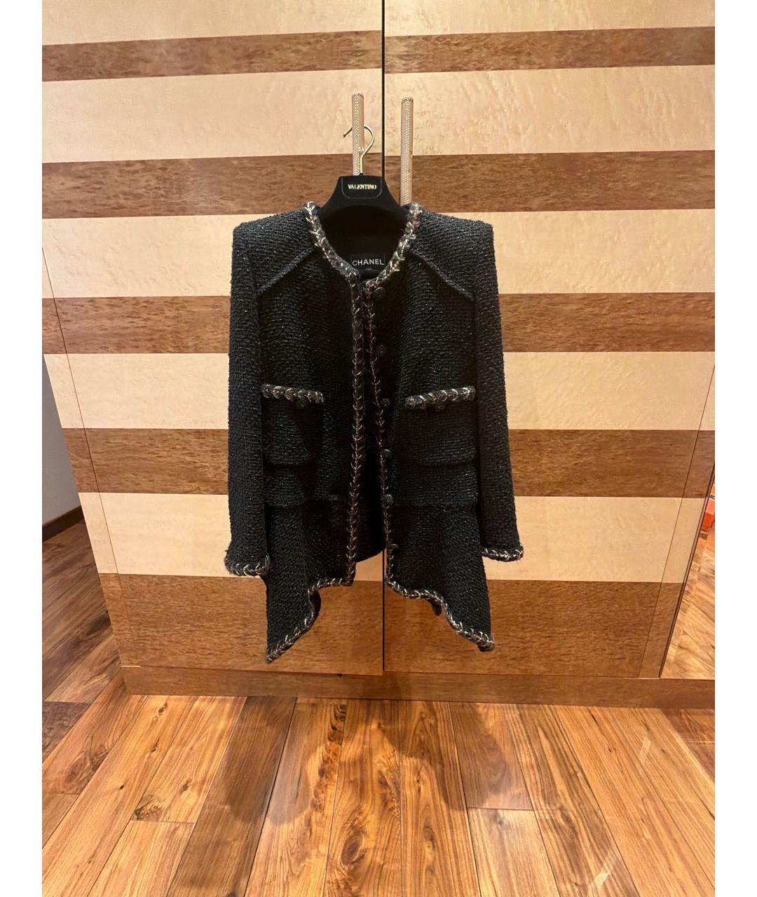 CHANEL Черный твидовый жакет/пиджак, фото 8