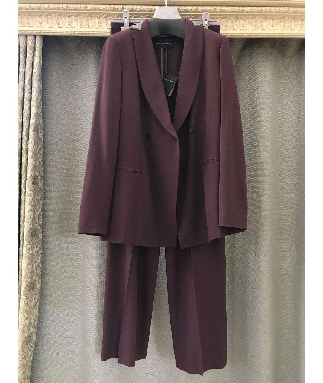 FABIANA FILIPPI Бордовый шерстяной костюм с брюками, фото 5
