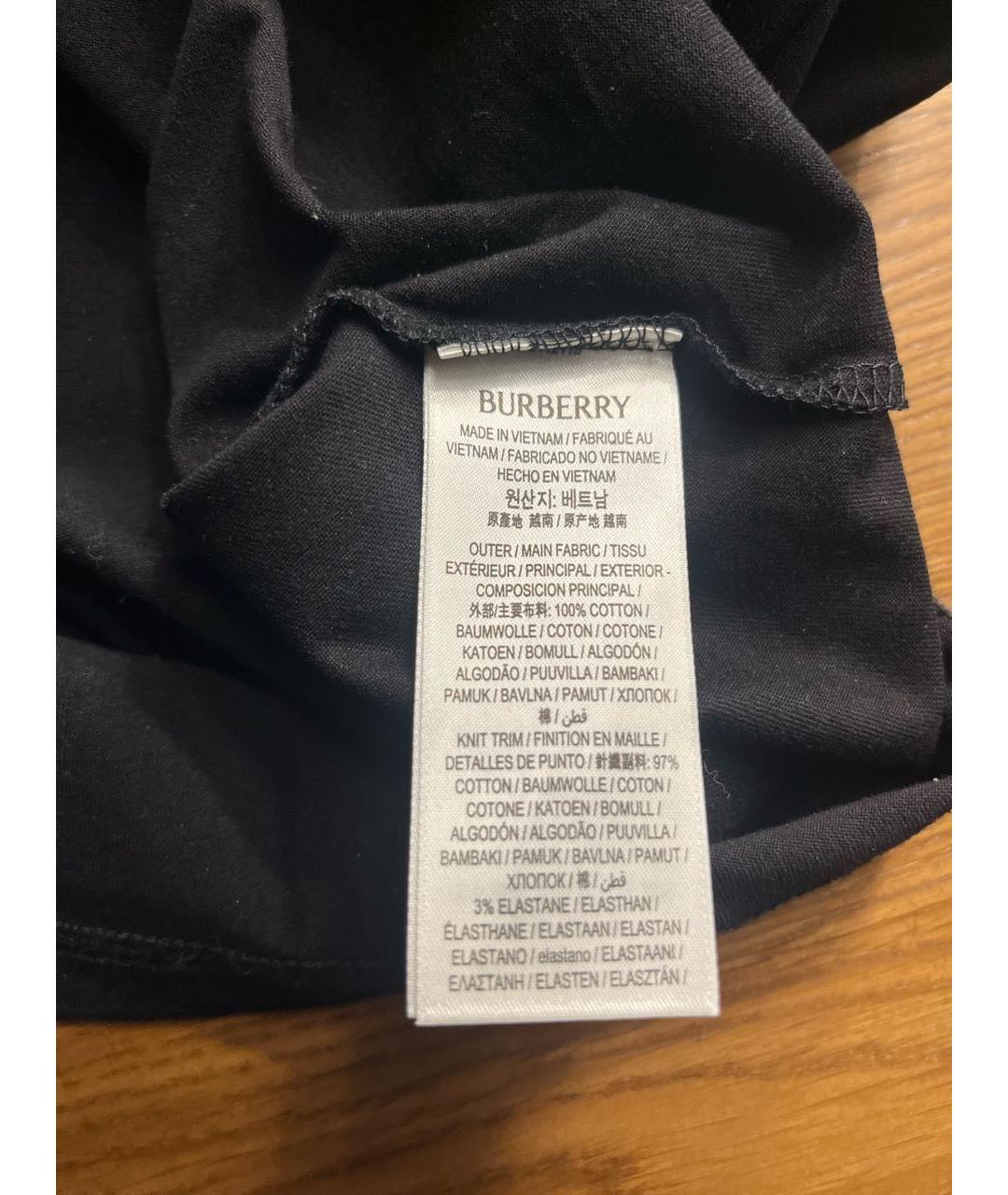 BURBERRY Черная хлопковая футболка, фото 4
