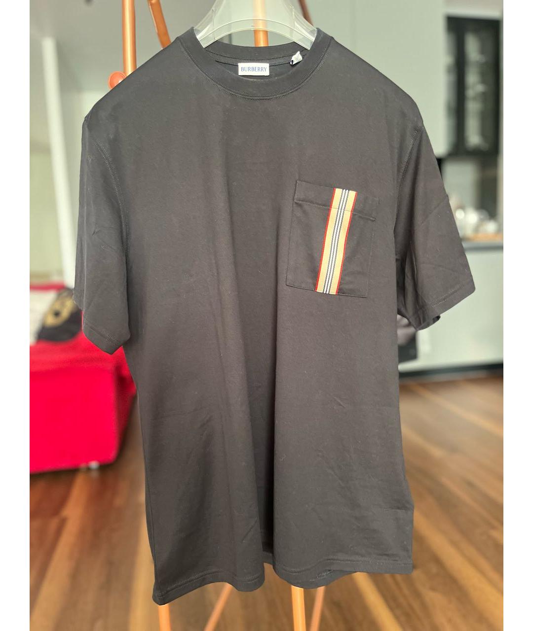 BURBERRY Черная хлопковая футболка, фото 5