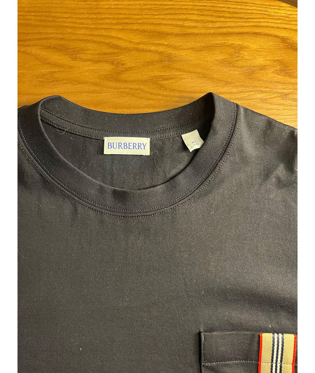 BURBERRY Черная хлопковая футболка, фото 2