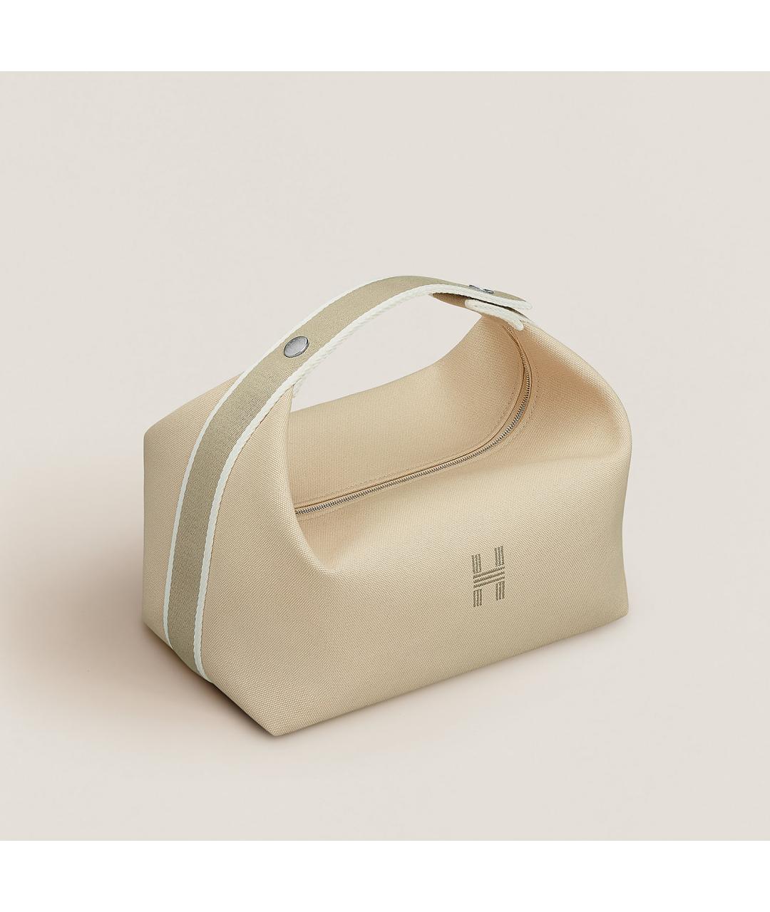 HERMES Бежевая хлопковая косметичка, фото 3