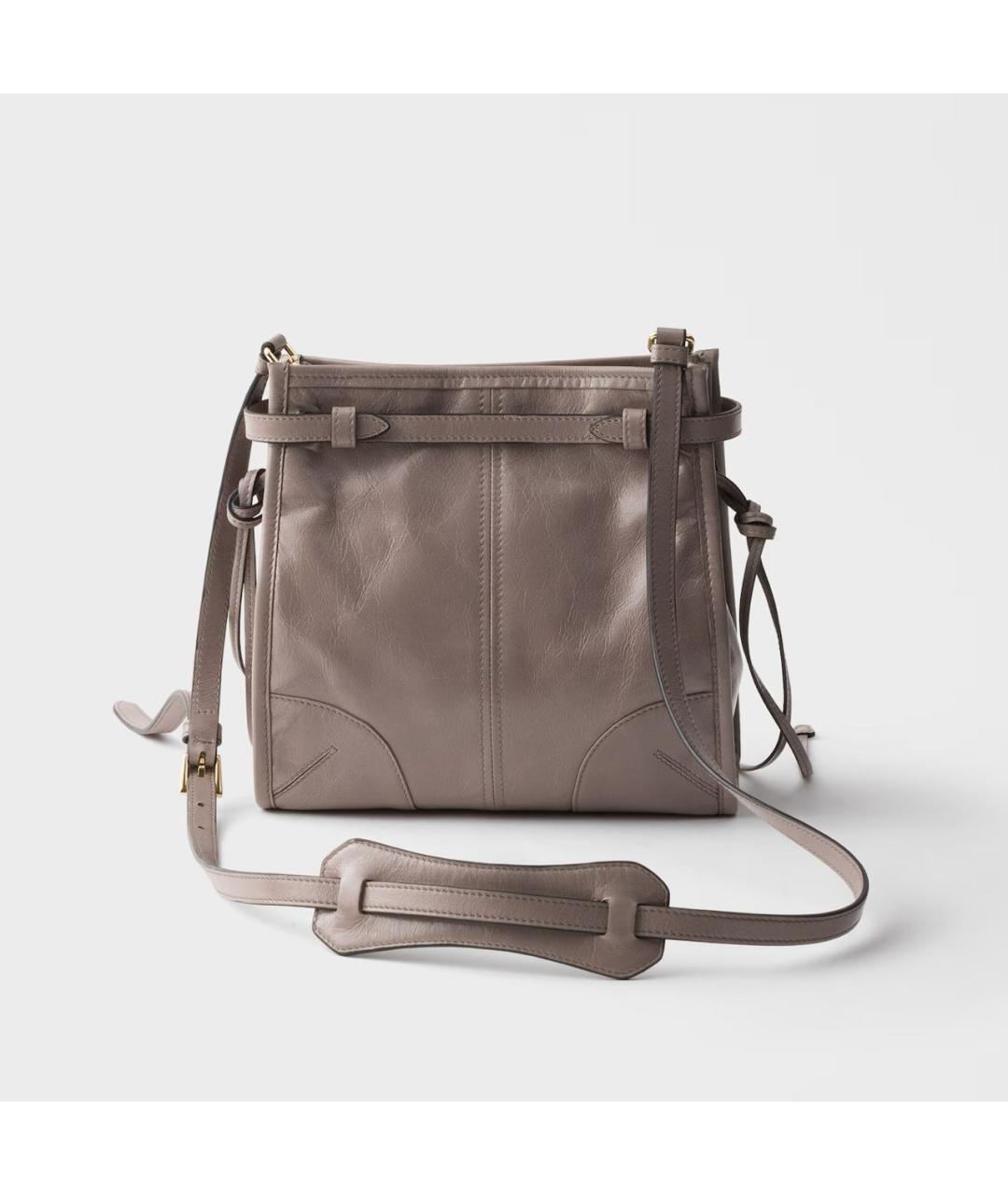 PRADA Серая кожаная сумка через плечо, фото 3