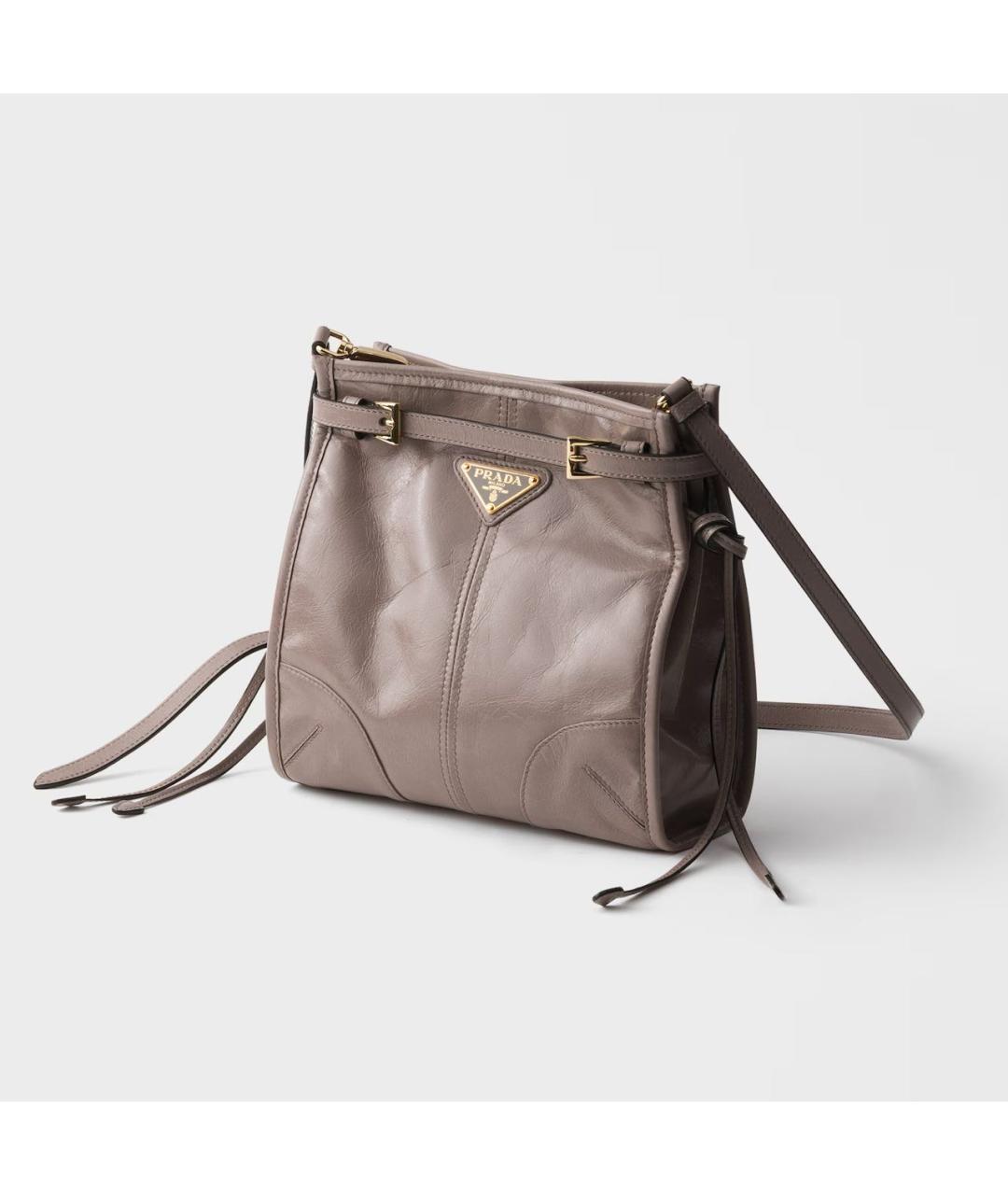 PRADA Серая кожаная сумка через плечо, фото 2
