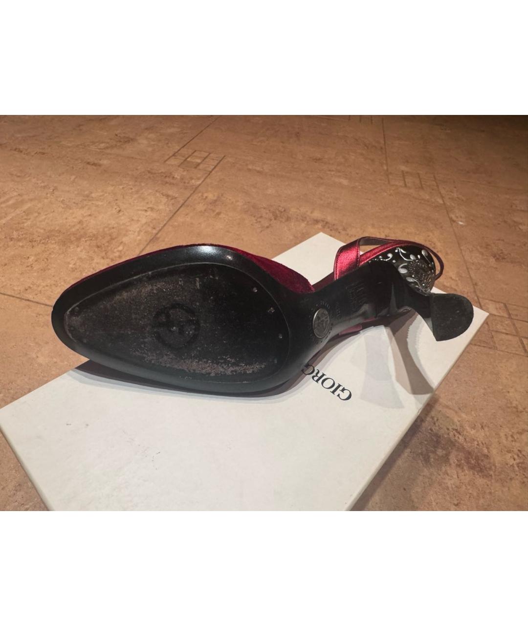 GIORGIO ARMANI Бордовые бархатные туфли, фото 4