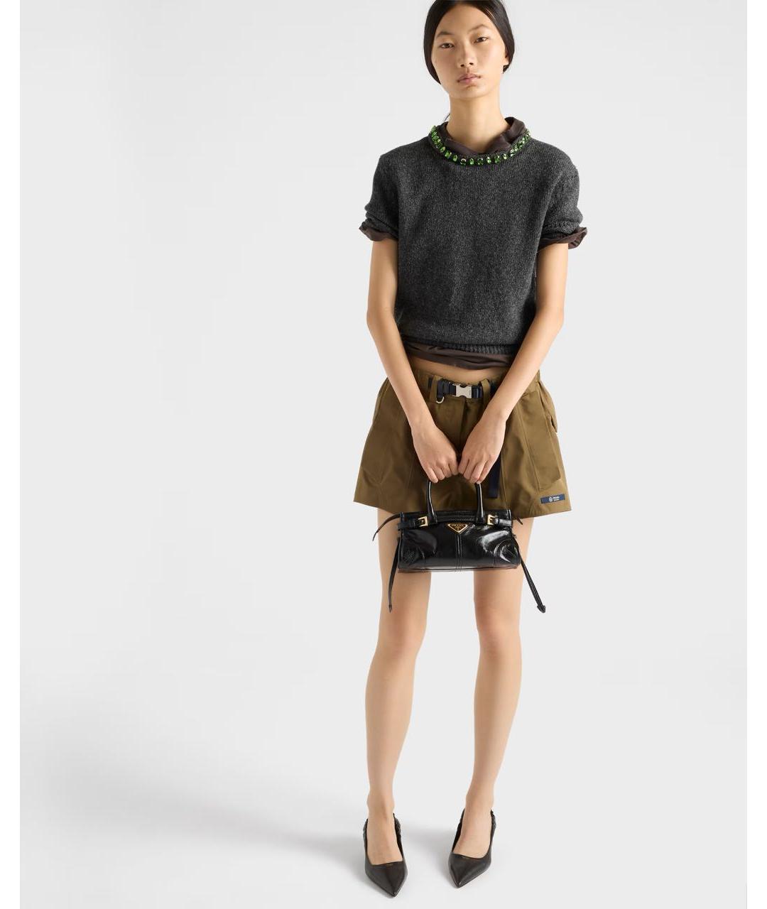 PRADA Черная кожаная сумка с короткими ручками, фото 2