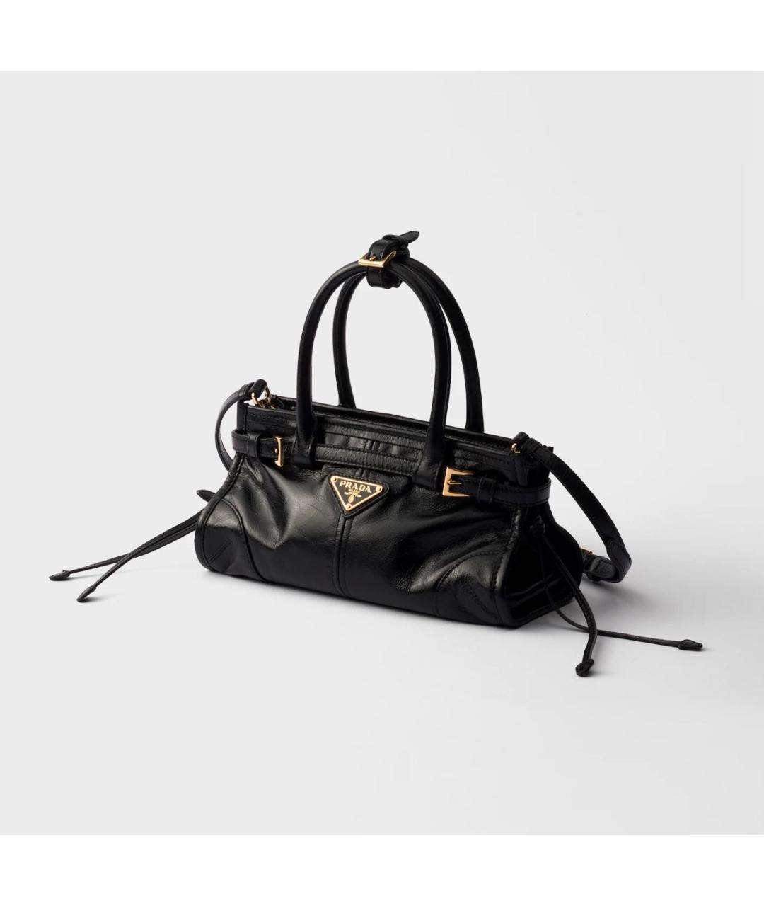 PRADA Черная кожаная сумка с короткими ручками, фото 3