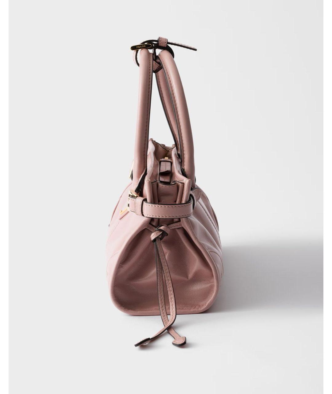 PRADA Розовая кожаная сумка с короткими ручками, фото 5