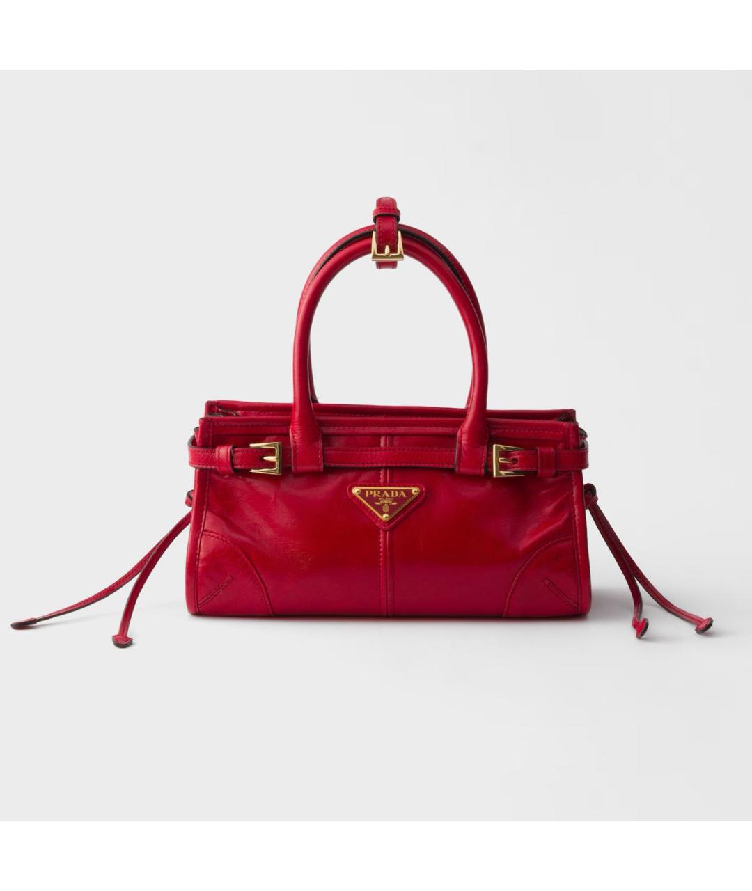 PRADA Красная кожаная сумка с короткими ручками, фото 6