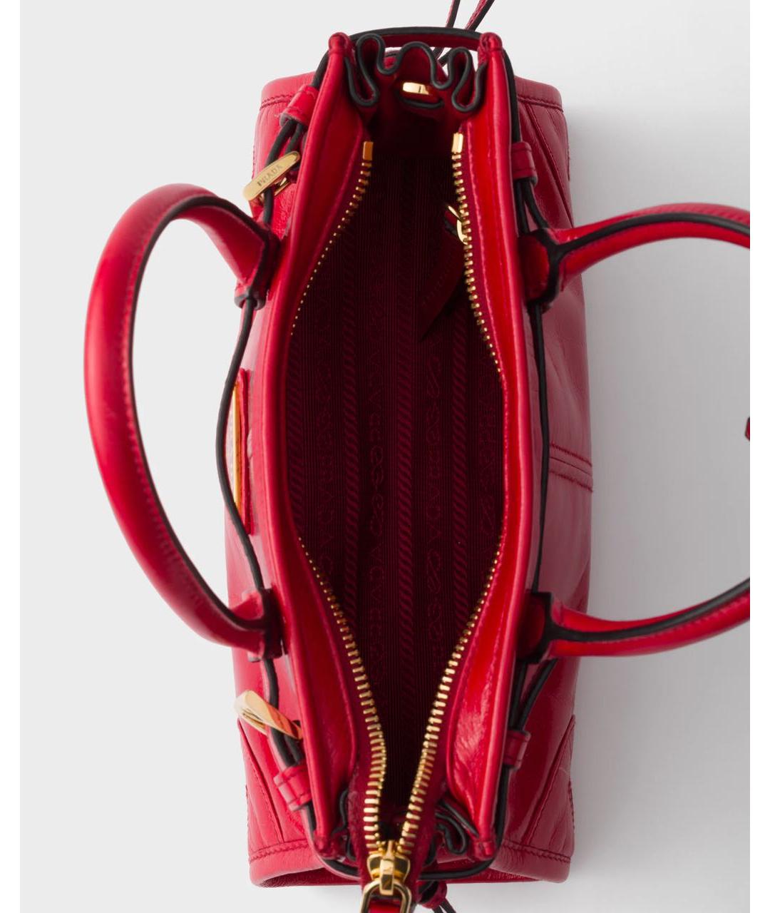 PRADA Красная кожаная сумка с короткими ручками, фото 4