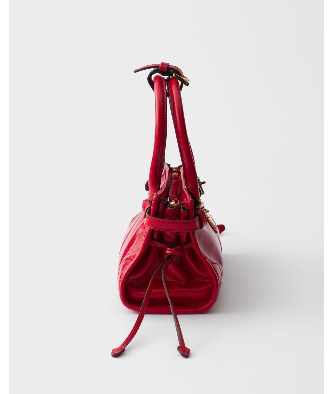 PRADA Красная кожаная сумка с короткими ручками, фото 5