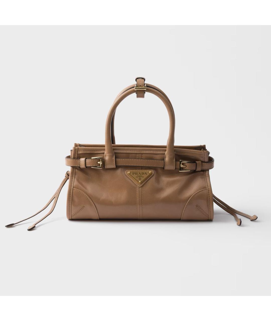 PRADA Коричневая кожаная сумка с короткими ручками, фото 4