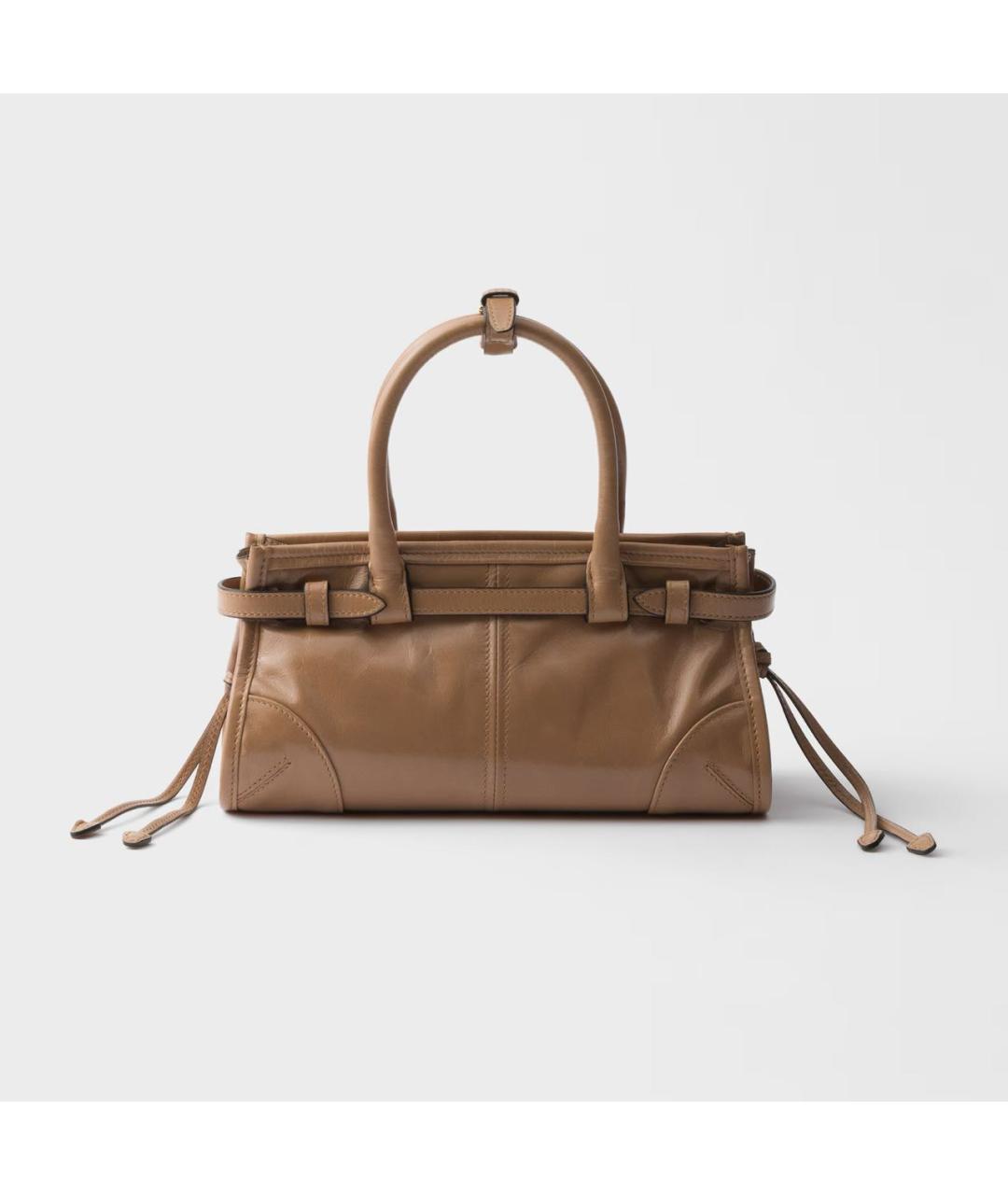 PRADA Коричневая кожаная сумка с короткими ручками, фото 3