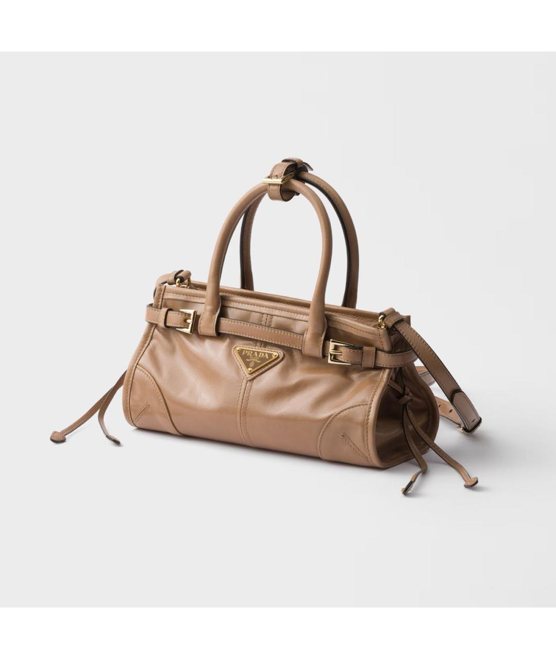 PRADA Коричневая кожаная сумка с короткими ручками, фото 2