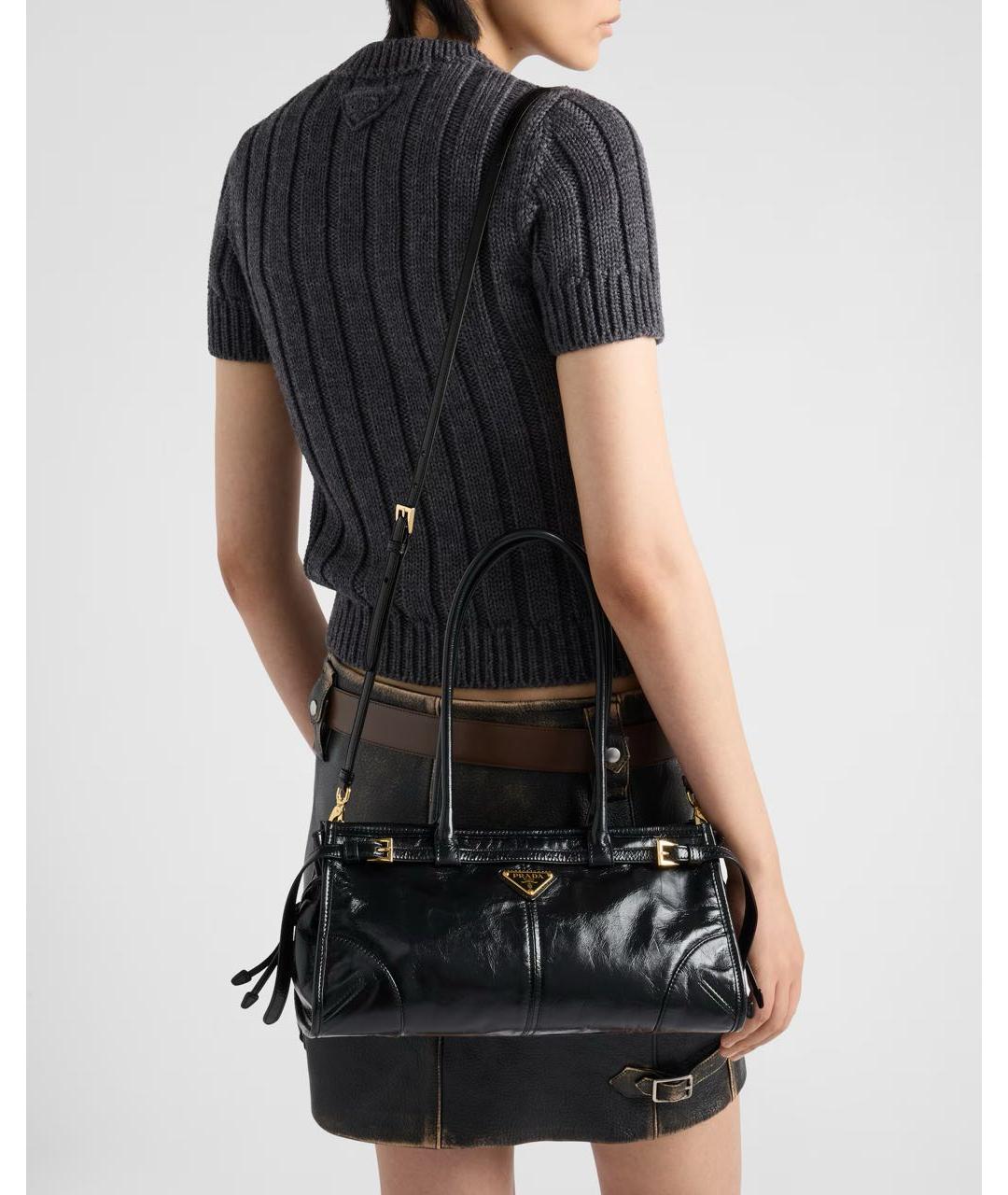 PRADA Черная кожаная сумка через плечо, фото 6