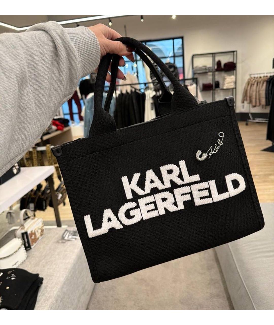 KARL LAGERFELD Черная тканевая сумка тоут, фото 4
