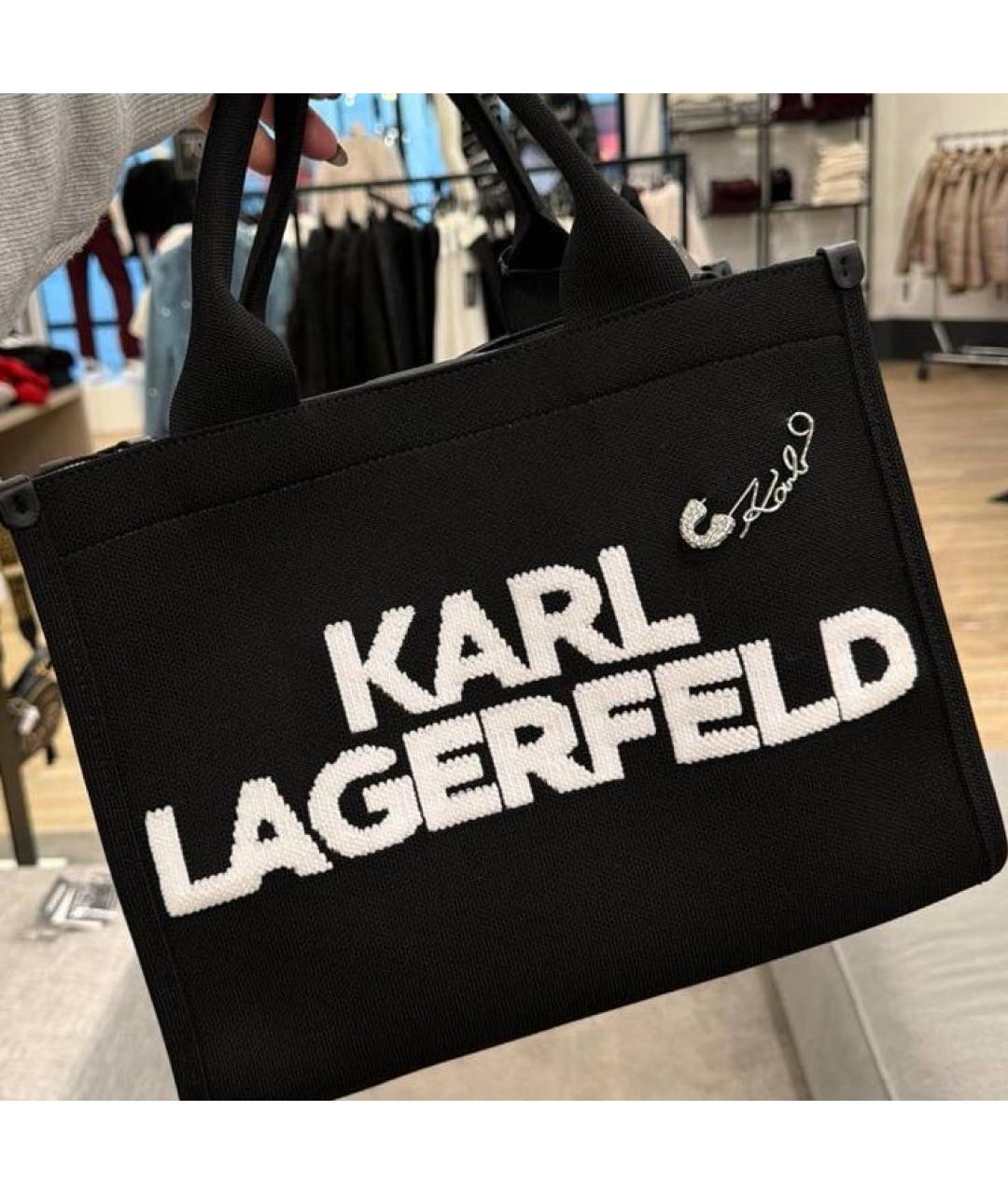 KARL LAGERFELD Черная тканевая сумка тоут, фото 2