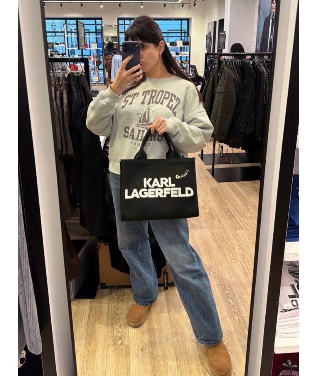 KARL LAGERFELD Черная тканевая сумка тоут, фото 3