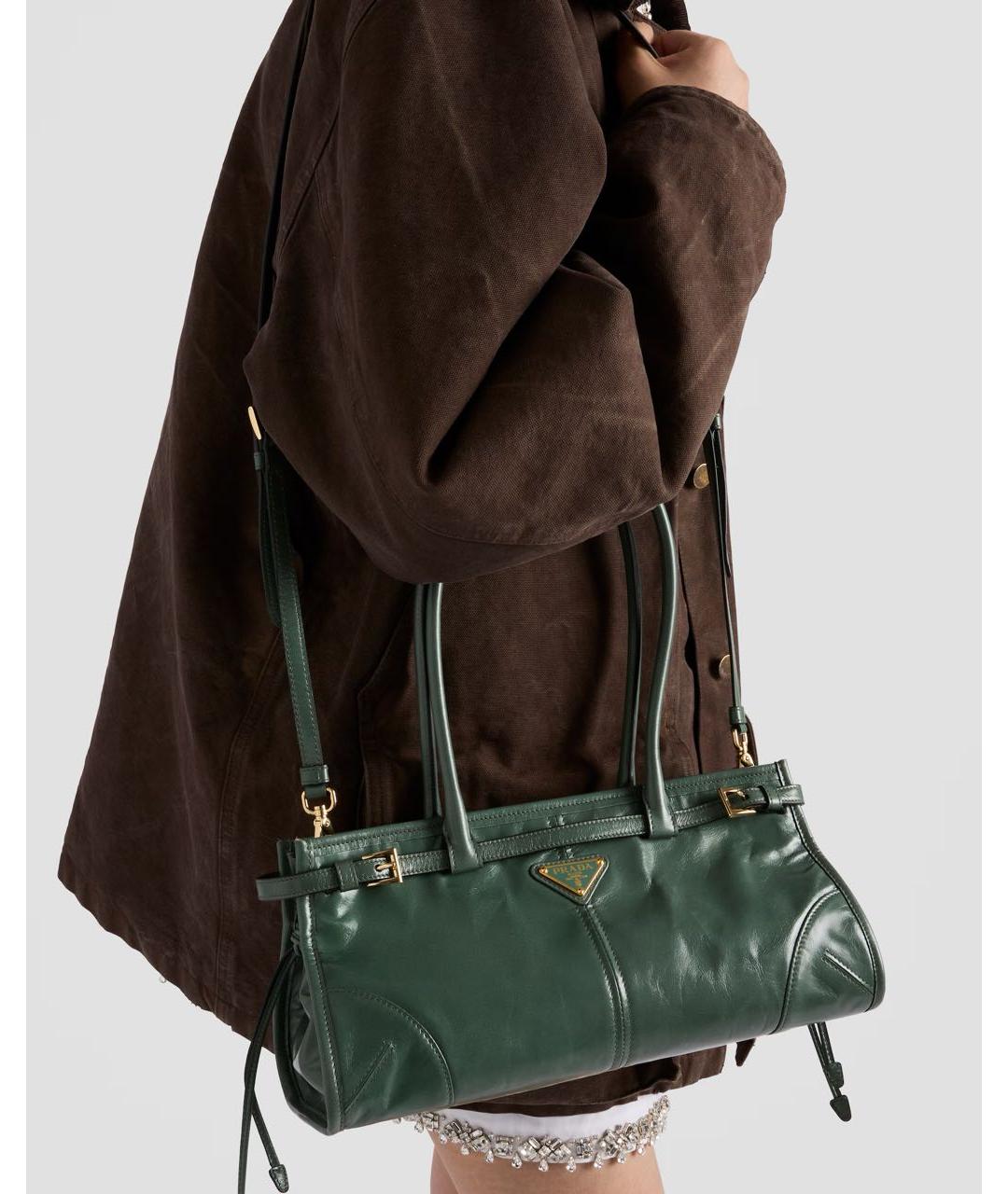 PRADA Зеленая кожаная сумка через плечо, фото 6