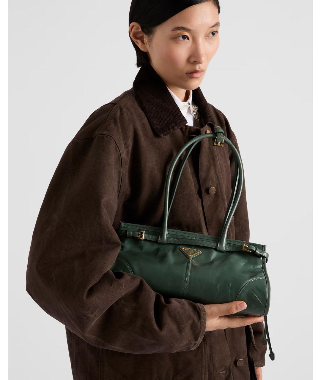 PRADA Зеленая кожаная сумка через плечо, фото 2