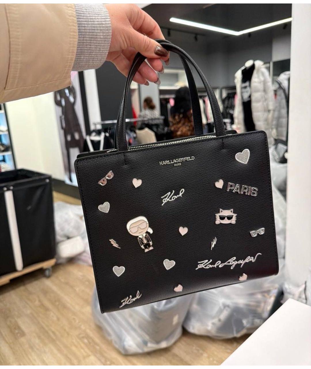 KARL LAGERFELD Черная сумка с короткими ручками, фото 3