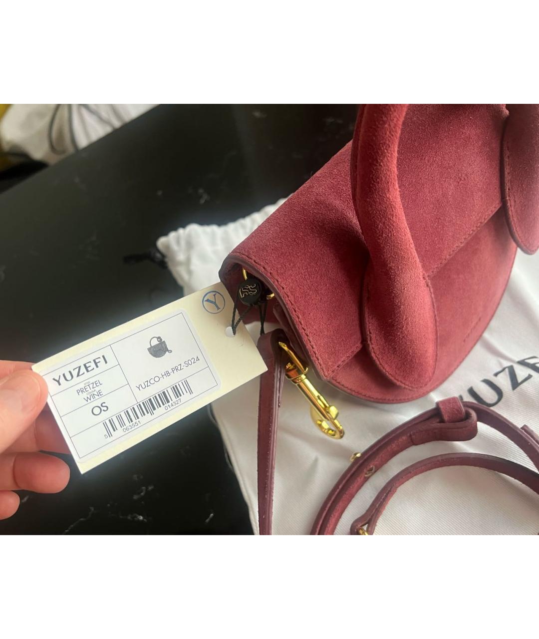 YUZEFI Бордовая замшевая сумка через плечо, фото 2