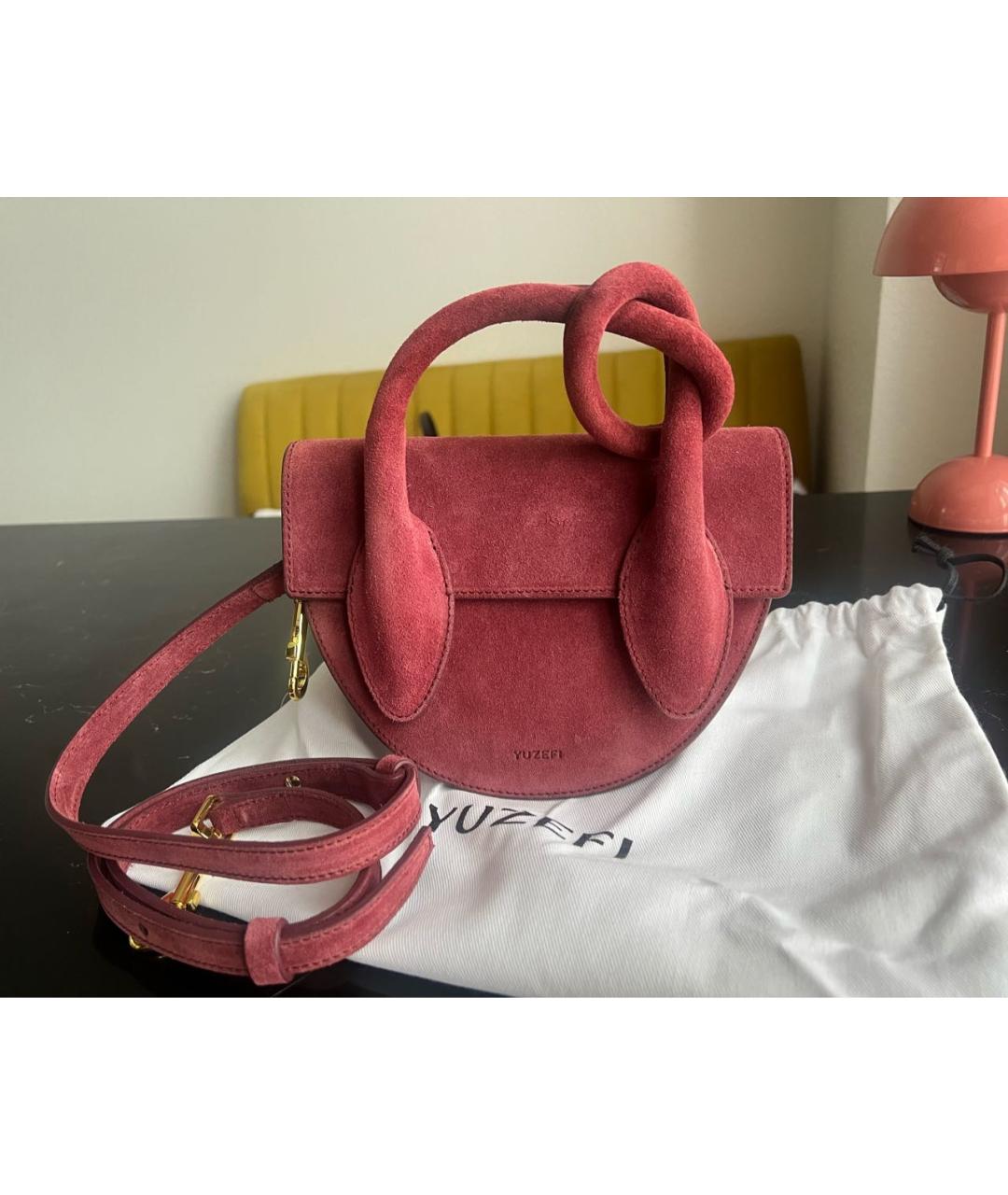 YUZEFI Бордовая замшевая сумка через плечо, фото 4