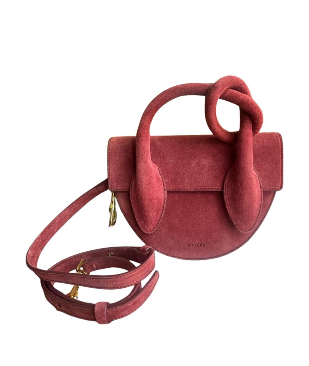 YUZEFI Бордовая замшевая сумка через плечо, фото 1