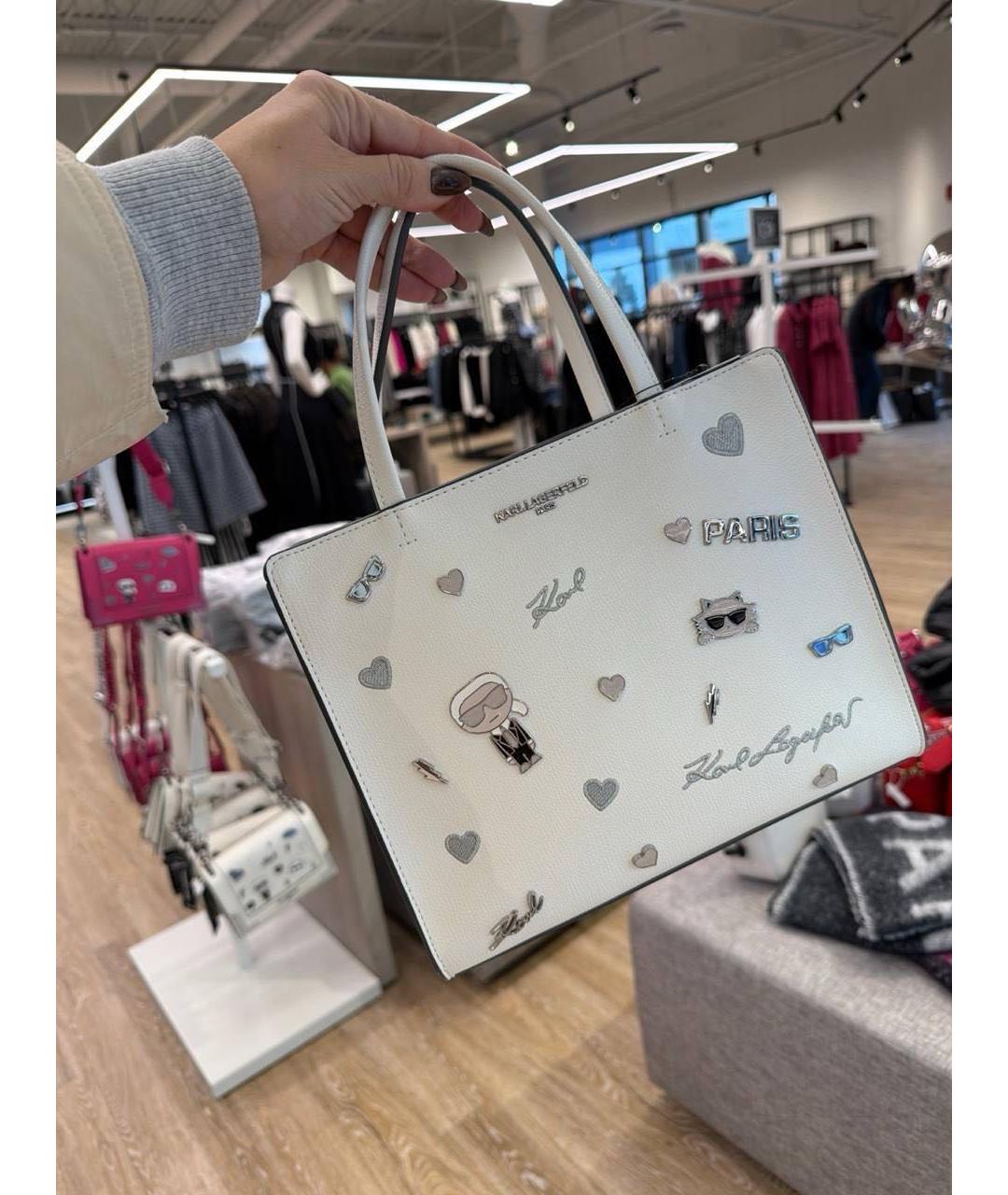 KARL LAGERFELD Белая сумка с короткими ручками, фото 3