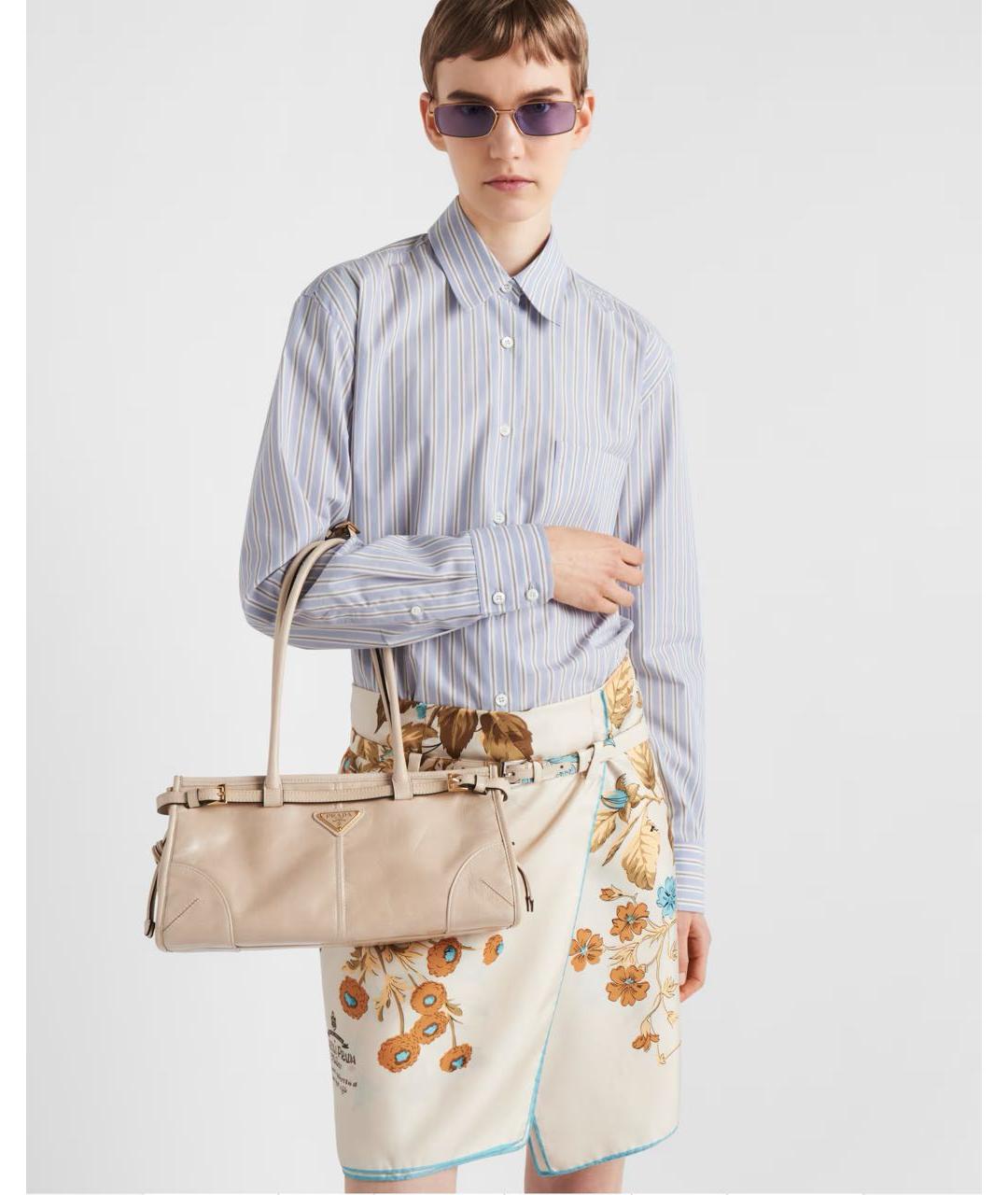 PRADA Бежевая кожаная сумка через плечо, фото 2