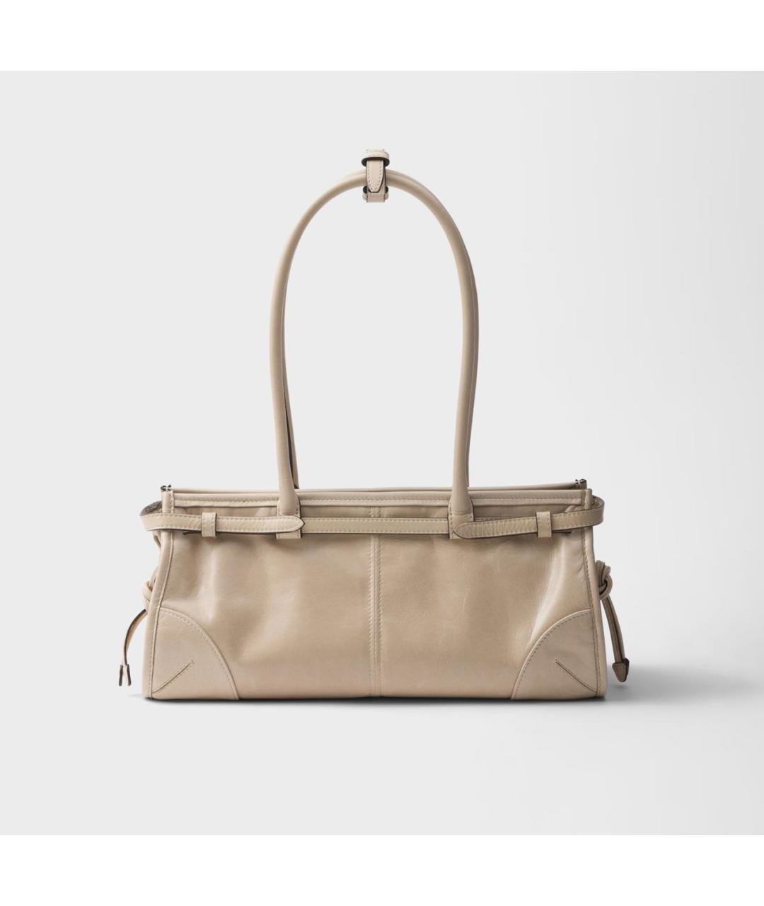 PRADA Бежевая кожаная сумка через плечо, фото 4