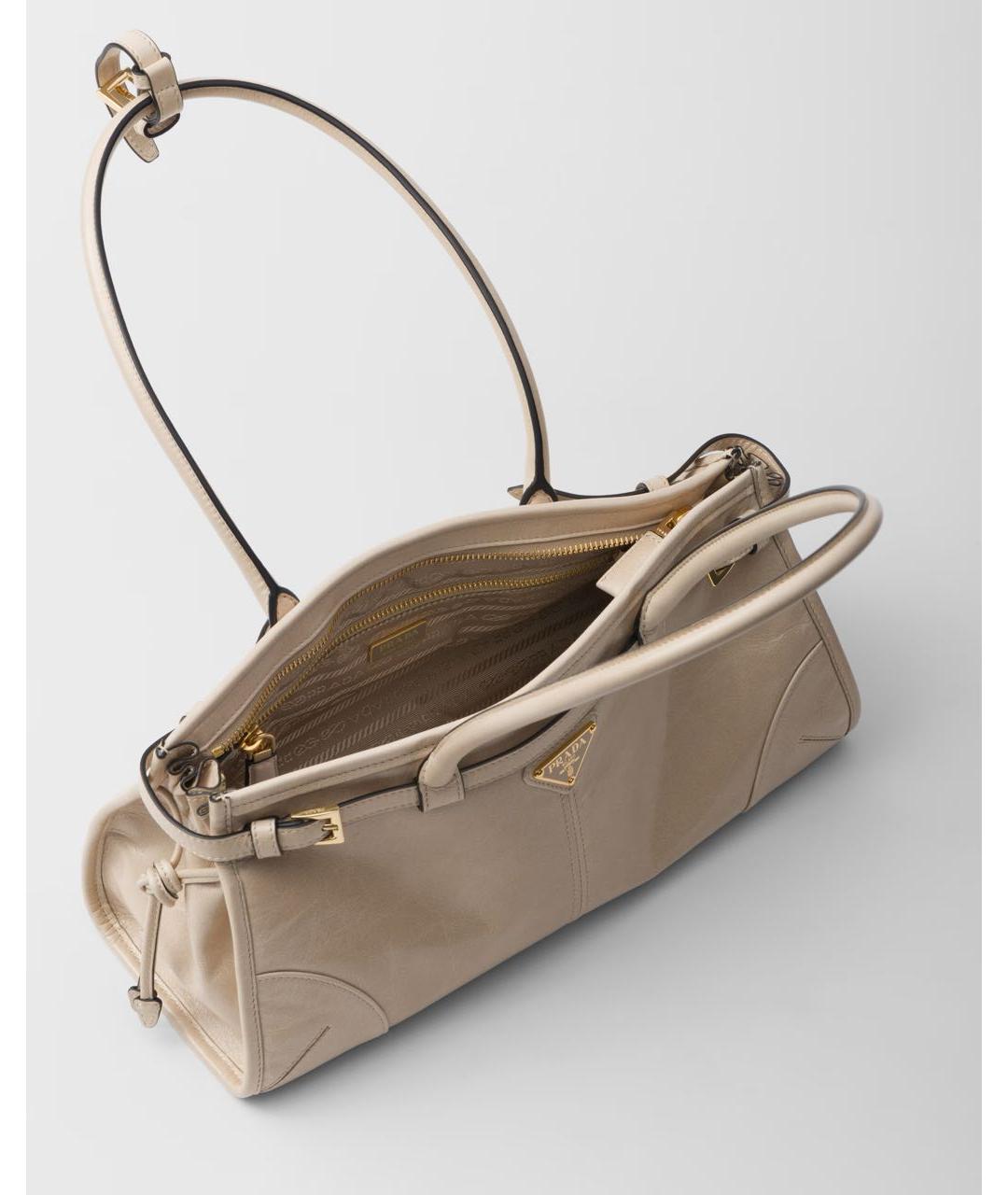 PRADA Бежевая кожаная сумка через плечо, фото 5