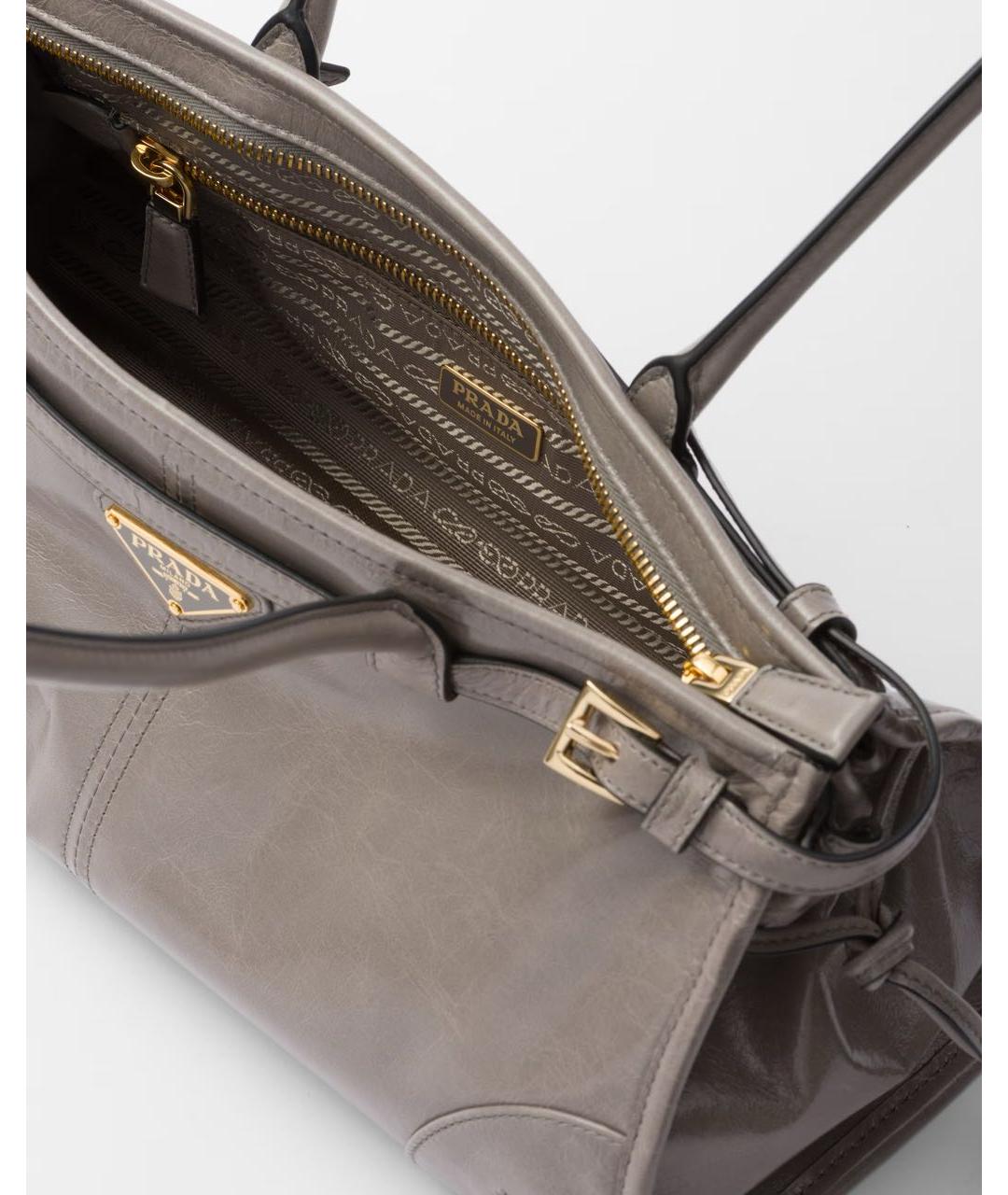 PRADA Серая кожаная сумка через плечо, фото 5