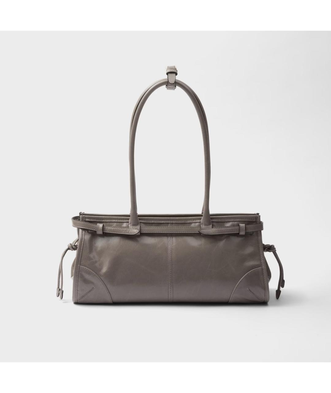 PRADA Серая кожаная сумка через плечо, фото 4