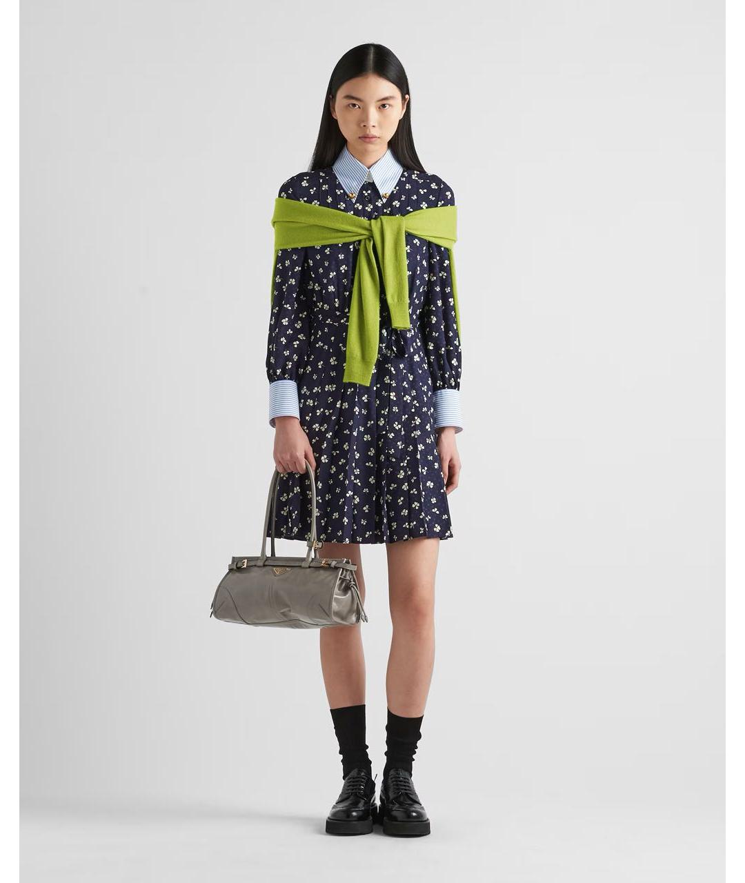 PRADA Серая кожаная сумка через плечо, фото 2