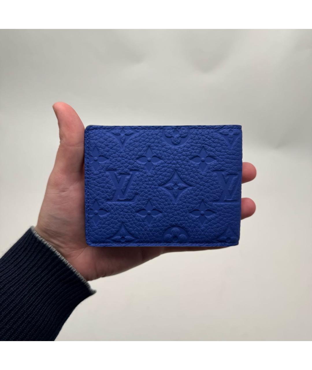 LOUIS VUITTON Синий кожаный кошелек, фото 2