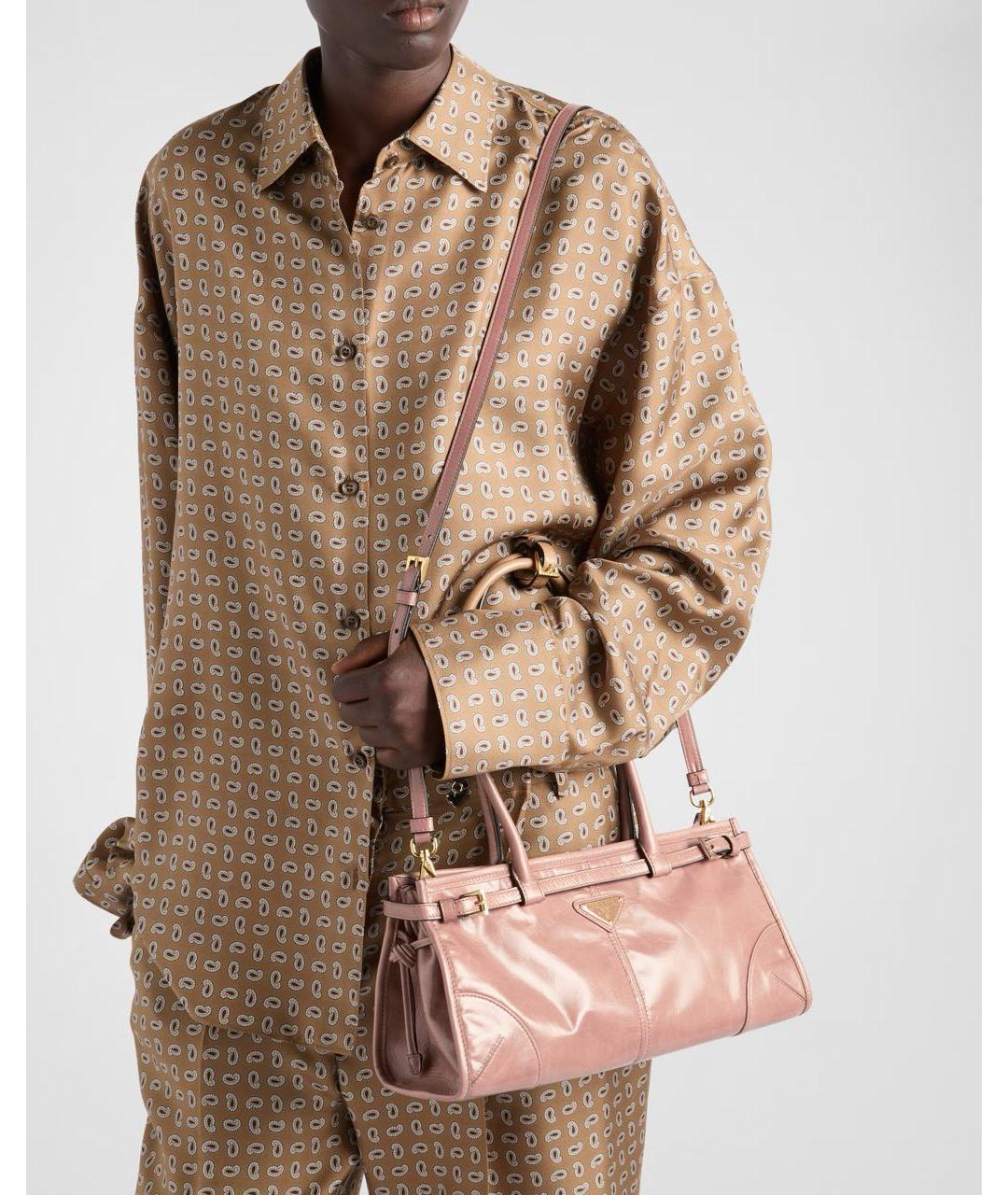 PRADA Розовая кожаная сумка через плечо, фото 6