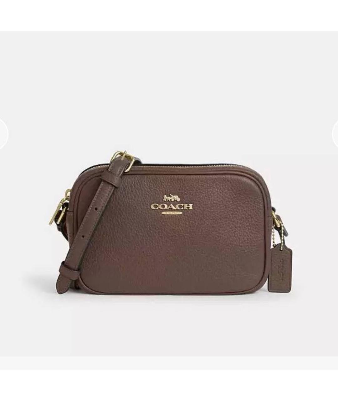 COACH Коричневая кожаная сумка через плечо, фото 5
