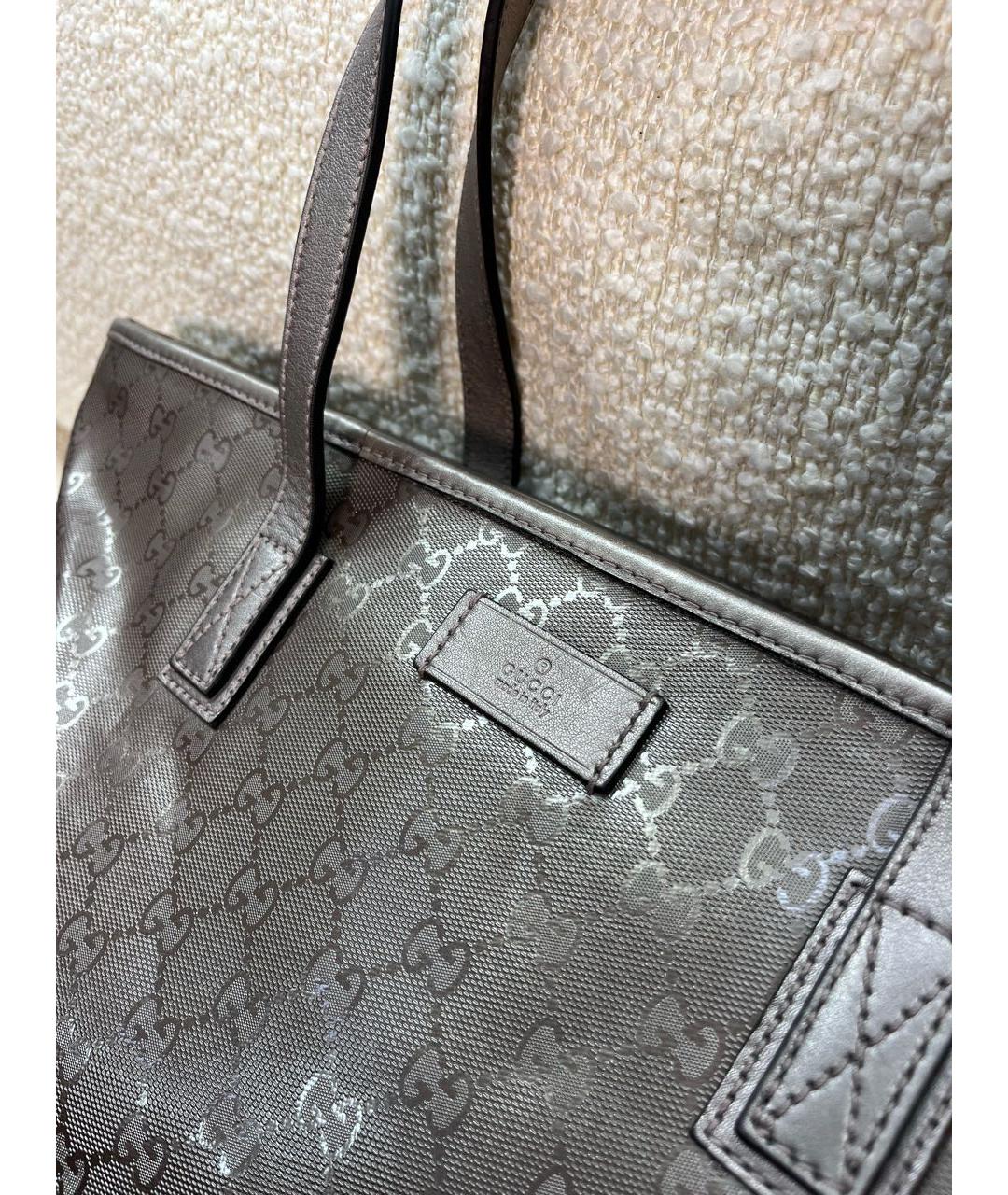 GUCCI Серебряная синтетическая сумка с короткими ручками, фото 8